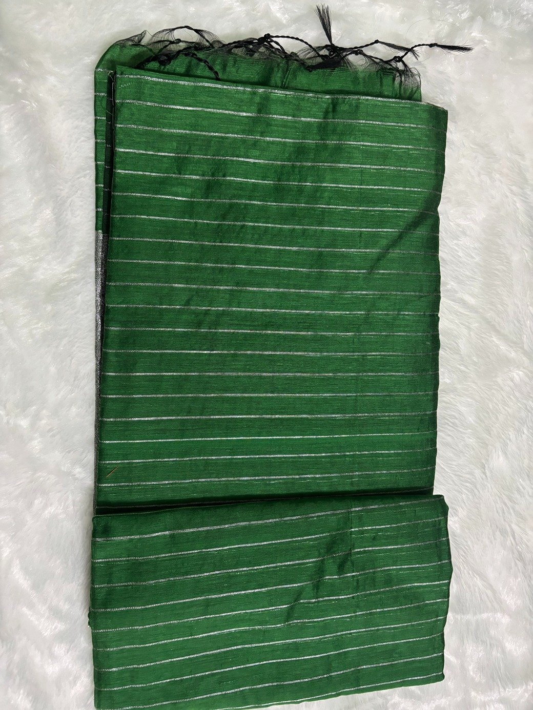 Green Silver Zari Linen Silk Saree